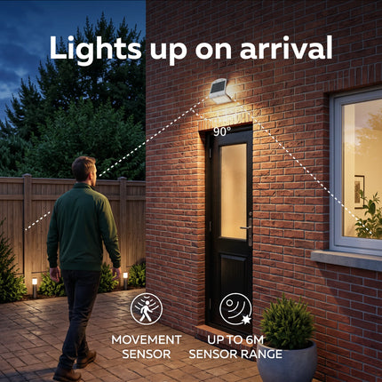 Calex Performance Solar Wall Light - Motion Sensor - 3000K - White