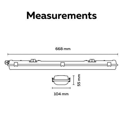 Calex Performance Waterproof Double Fixture - 60cm