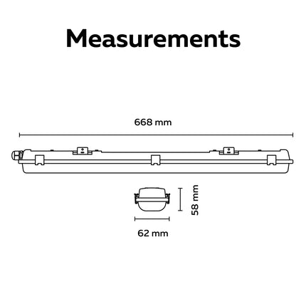 Calex Performance Waterproof Fixture - 60cm - IP65