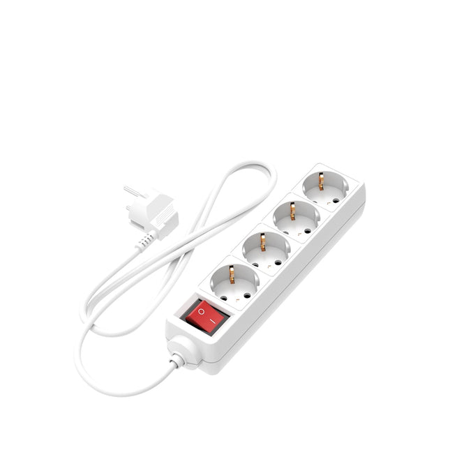 Calex Receptacle - 4-way - Switch - White - 1.4m cable