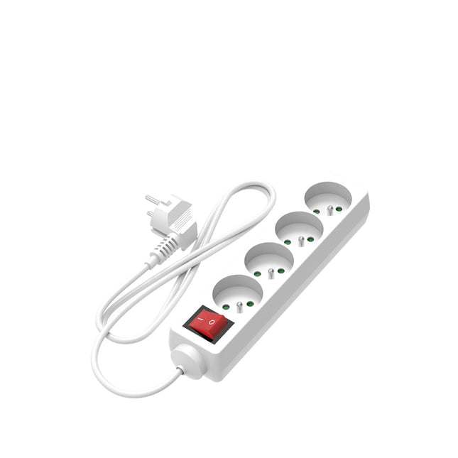 Calex Receptacle - 4-way - Switch - White - 1.4m cable