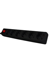 Calex Steckdose - 6-fach - Schalter - Schwarz - 1,4m Kabel