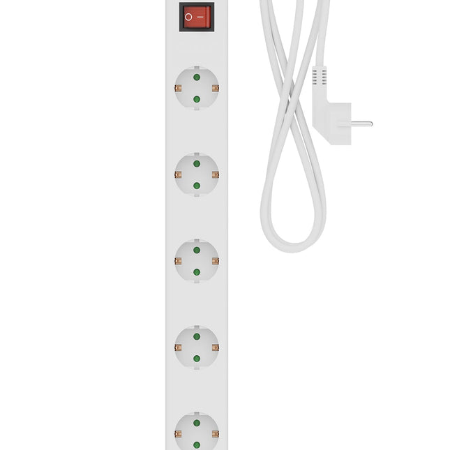 Calex Receptacle - 6-way - Switch - White - 1.4m cable
