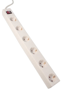 Calex Steckdose - 6-fach - Schalter - Weiß - 1,4m Kabel