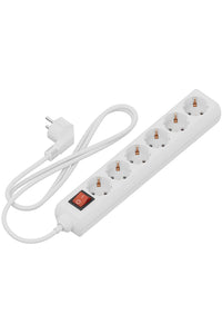 Calex Steckdose - 6-fach - Schalter - Weiß - 1,4m Kabel