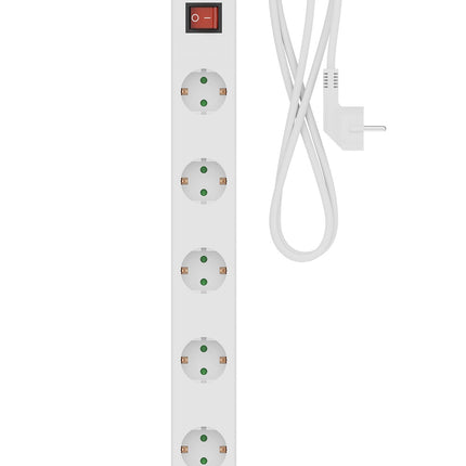 Calex Receptacle - 6-way - Switch - White - 1.4m cable