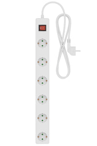 Calex Steckdose - 6-fach - Schalter - Weiß - 1,4m Kabel