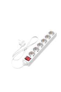 Calex Steckdose - 6-fach - Schalter - Weiß - 1,4m Kabel