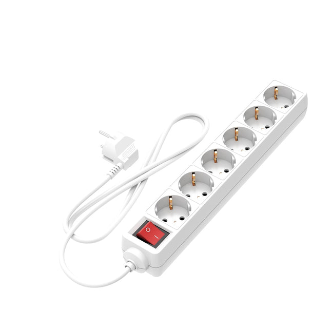 Calex Receptacle - 6-way - Switch - White - 5m cable