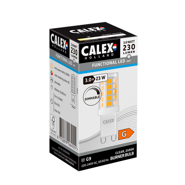Calex SMD Burner LED Lamp - G9 - Clear - 3W - Dimmable