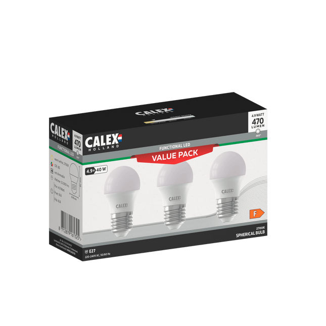 Calex SMD LED Lamp - 3-Pack - E27 - P45 - White