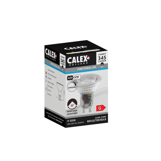 Calex SMD Reflector LED Lamp - GU10 - Chrome - 4.9W - Dimmable