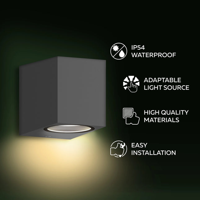 Calex Sanremo Wall Light Downlight - GU10 - Anthracite