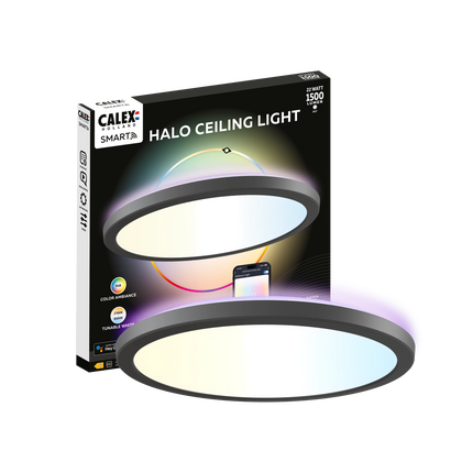 Calex Smart Halo Ceiling Light - 30cm - RGB + CCT - Black