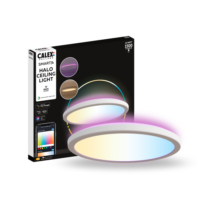 Calex Smart Halo Ceiling Light - 30cm - RGB + CCT - White