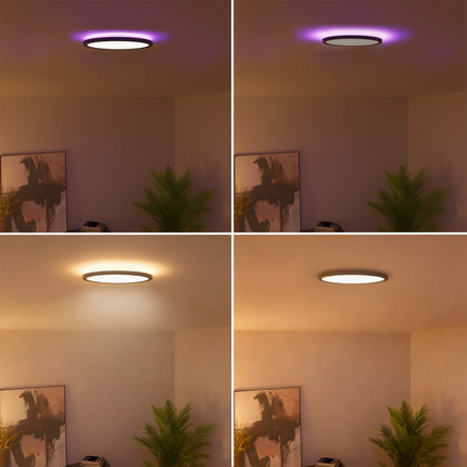 Calex Smart Halo Ceiling Light - 40cm - RGB + CCT - Black