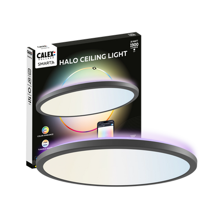 Calex Smart Halo Ceiling Light - 40cm - RGB + CCT - Black
