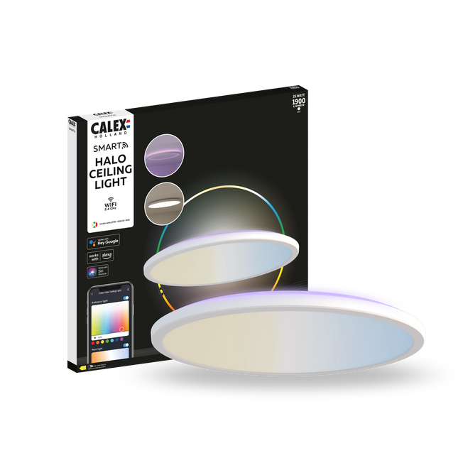 Calex Smart Halo Ceiling Light - 40cm - RGB + CCT - White