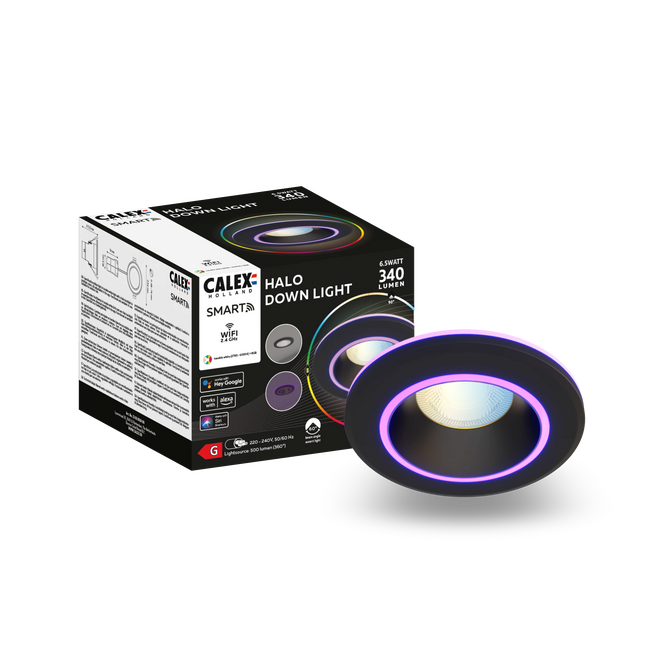 Calex Smart - Halo Downlight - Black/Black - 6.5W - IP44 - UK