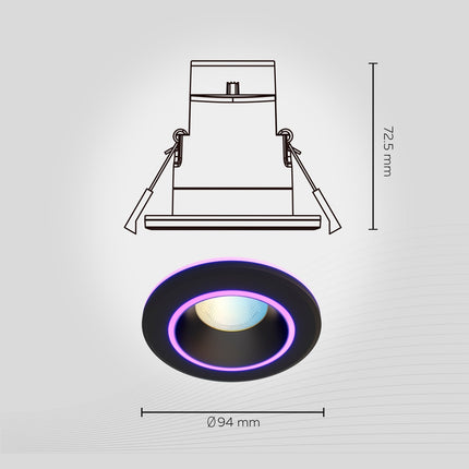 Calex Smart Halo Downlight - RGB + CCT - Black