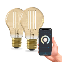 Calex Smart Ampoule LED - Lot de 2 - E27 - A60 - CCT - Doré