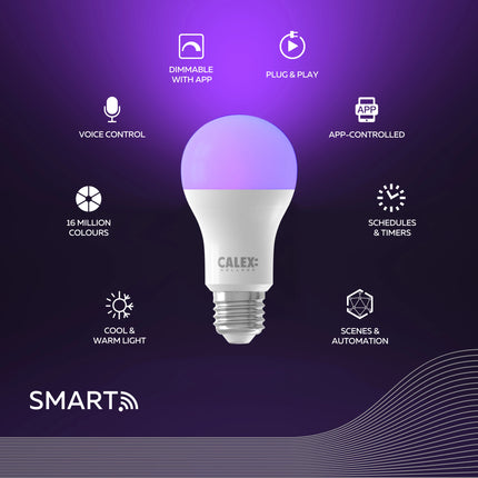 Calex Smart LED Bulb - 2 Pack - E27- A60 - RGB + CCT