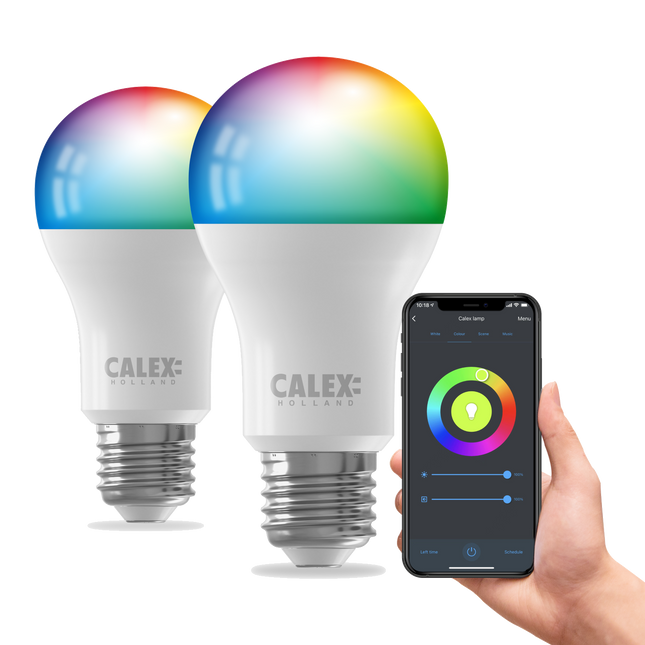 Calex Smart LED Bulb - 2 Pack - E27- A60 - RGB + CCT