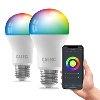 Calex Smart Ampoule LED - Lot de 2 - E27 - A60 - RGB + CCT