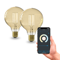 Calex Smart Ampoule LED - Lot de 2 - E27 - G95 - CCT - Doré