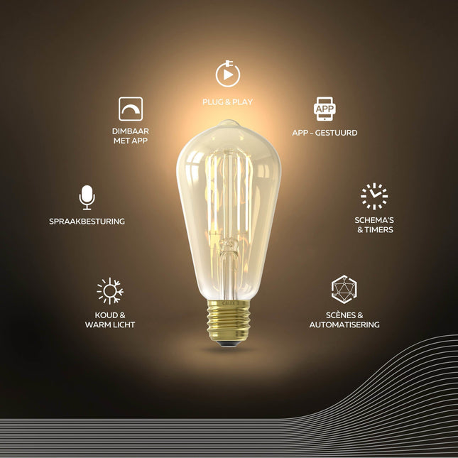 Calex Smart LED Bulb - 2 Pack - E27 - ST64 - CCT - Gold