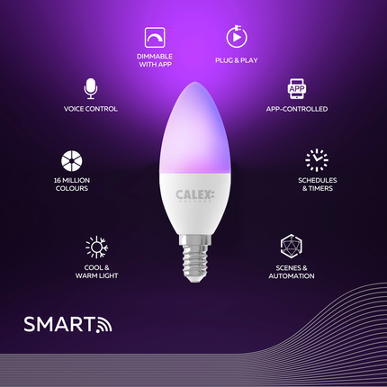 Calex Smart LED Bulb - 2-pack - E14 - B35 - RGB + CCT