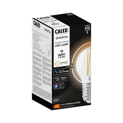 Calex Smart LED Bulb - E27 - Filament - P45 - Clear
