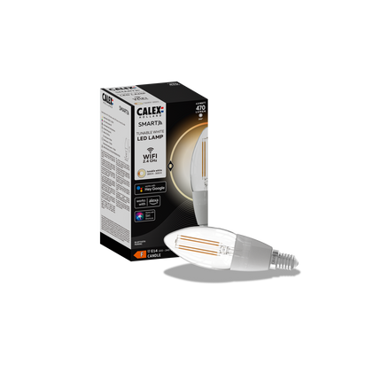 Calex Smart LED Bulb - Filament - E14 - B35 - Clear - 4.9W