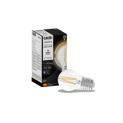 Calex Smart LED Bulb - Filament - E27 - P45 - Clear - 4.9W