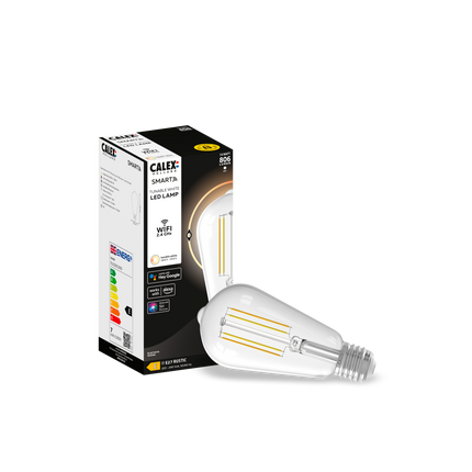 Calex Smart LED Bulb - Filament - E27 - ST64 - Clear - 7W - Dimmable