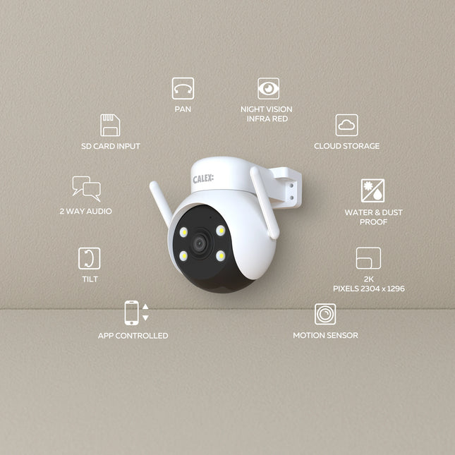 Calex Smart PTZ Camera - 2K - White