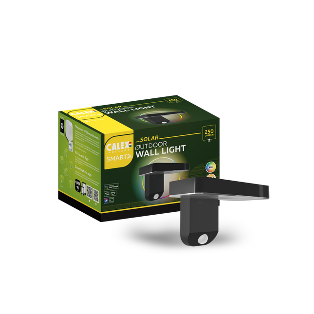 Calex Solar LED buiten wandlamp Asti, sensor, IP44 Calex Solar LED buiten wandlamp Asti, sensor, IP44