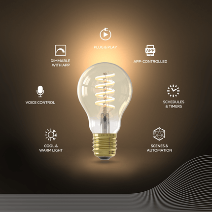 Calex Smart Spiral LED Bulb - E27 - A60 - CCT - Gold