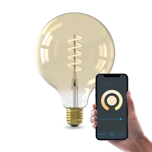 Calex Smart Spiral LED Bulb - E27 - G125 - CCT - Gold