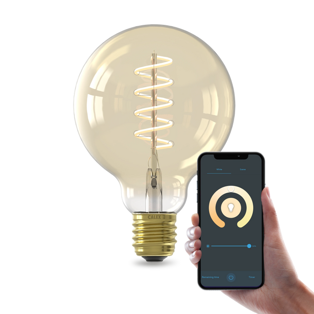 Calex Smart Spiral LED Bulb - E27 - G95 - CCT - Gold