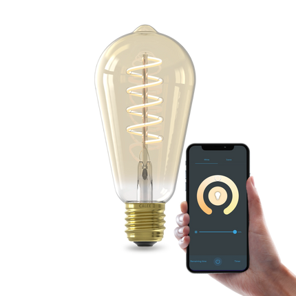 Calex Smart Spiral LED Bulb - E27 - ST64 - CCT - Gold