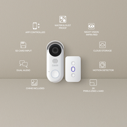 Calex Smart Video Doorbell - 2K - White
