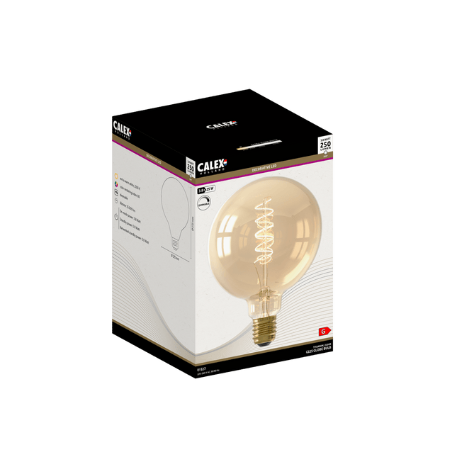 Calex Spiral Filament LED Bulb - E27 - G125 - Gold