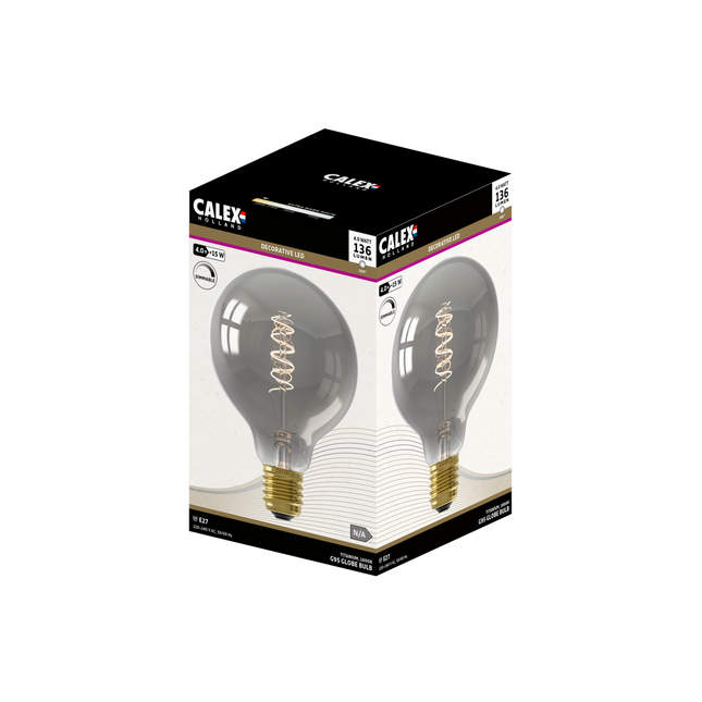 Calex Spiral Filament LED Bulb - E27 - G95 - Titanium