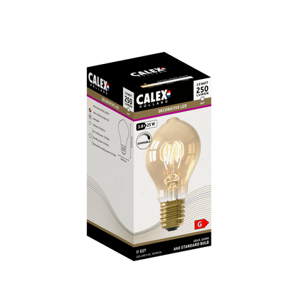 Calex Spiral Filament LED Lamp - E27 - A60 - Gold