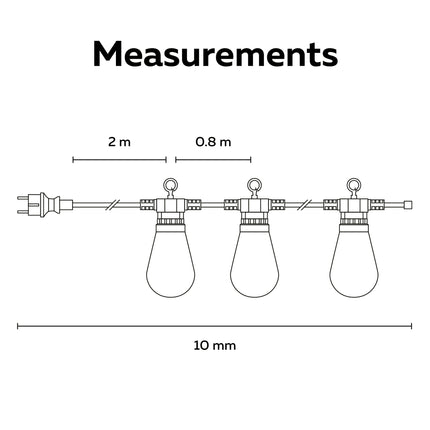 Calex String light 10M - Warm White - 10 bulbs