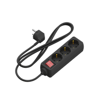 Calex - Table Receptacle - 3-way - RA + switch - 1.4m Black - 3x1,5mm2