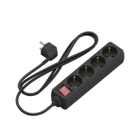 Calex - Table Socket - 4-way - RA + switch - 1.4m - Black 3x1.5mm2
