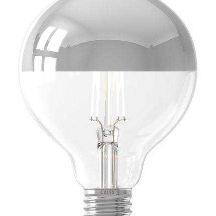Calex Top Mirror Bulb - E27 - Filament - G95 - Chrome - 3.5W -Dimmable
