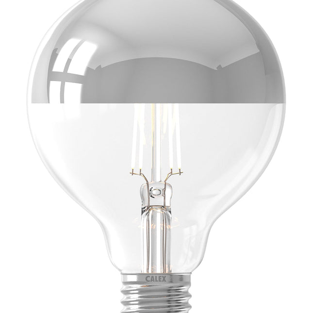 Calex Top Mirror Bulb - E27 - Filament - G95 - Chrome - 3.5W -Dimmable